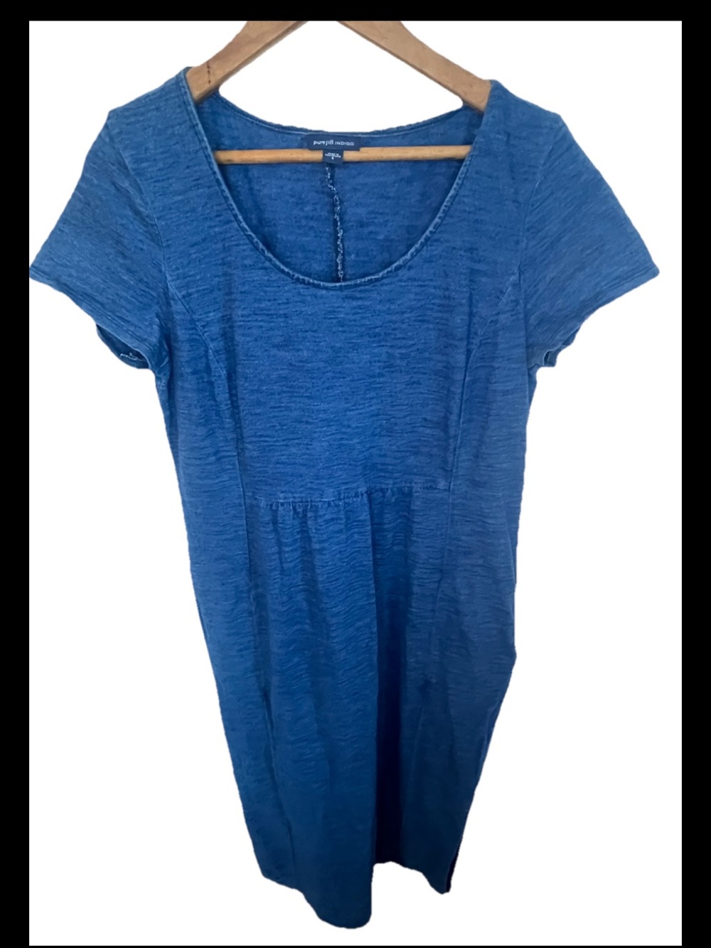 J. Jill Pure Jill Indigo blue maxidress S pockets cotton minimalist modest READ